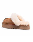 UGG Disquette Platform Camel sabot platform donna in pelle scamosciata e montone cammello, dettaglio suola