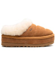 UGG Tazzlita Chestnut ciabatte uomo e donna in pelle scamosciata e montone marrone chestnut, vista laterale