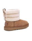 UGG Classic Mini Fluff Quilted Chestnut Brown stivaletti donna in pelle scamosciata e montone marrone, dettaglio suola