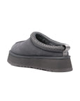 UGG Tazz Obsidian ciabatte platform uomo e donna in pelle scamosciata e montone blu, dettaglio suola