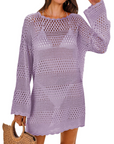 Vianney Abito da Spiaggia Donna – Abito Trasparente in Crochet, Copricostume Estivo Elegante in Maglia