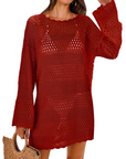 Vianney Abito da Spiaggia Donna – Abito Trasparente in Crochet, Copricostume Estivo Elegante in Maglia