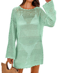 Vianney Abito da Spiaggia Donna – Abito Trasparente in Crochet, Copricostume Estivo Elegante in Maglia