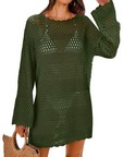 Vianney Abito da Spiaggia Donna – Abito Trasparente in Crochet, Copricostume Estivo Elegante in Maglia