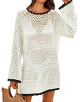Vianney Abito da Spiaggia Donna – Abito Trasparente in Crochet, Copricostume Estivo Elegante in Maglia
