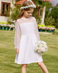 Vestito Aishi per Ragazza – Maniche Lunghe in Mesh, Taglio A-Line e Vita Alta con Tasche