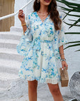 Vestaglia Odessa Donna – Incrocio a V Floreale, Maniche a Campana & Mini in Mussola Elegante