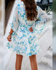 Vestaglia Odessa Donna – Incrocio a V Floreale, Maniche a Campana & Mini in Mussola Elegante