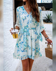 Vestaglia Odessa Donna – Incrocio a V Floreale, Maniche a Campana & Mini in Mussola Elegante