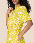 Vestito Donna Krishna – Taglio A-Line Sagomato, Maniche Corte e Gonna Midi Svasata con Tasche