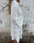 Willow | Vestito midi boho a balze con scollo a V da donna con dettagli dorati