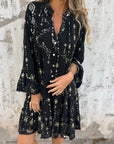 Willow | Vestito midi boho a balze con scollo a V da donna con dettagli dorati
