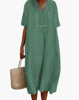 Willow | Abito midi in lino con scollo a V e vestibilità comoda da donna