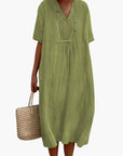 Willow | Abito midi in lino con scollo a V e vestibilità comoda da donna