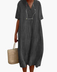 Willow | Abito midi in lino con scollo a V e vestibilità comoda da donna