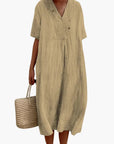 Willow | Abito midi in lino con scollo a V e vestibilità comoda da donna