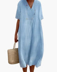 Willow | Abito midi in lino con scollo a V e vestibilità comoda da donna