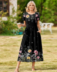 Abito Maxi Bohemien Olivia da Donna – Abito Lungo Floreale con Taglio A e Tasche
