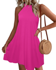 Vestito Estivo Donna Mian – Mini Tunica Halter con Schiena Scoperta e Tasche