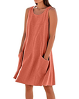 Vestito Estivo da Donna Ellai – Cotone Senza Maniche Lunghezza al Ginocchio con Tasche