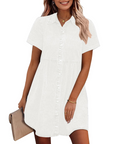 Vestito Camicia Donna in Denim Emma – Vestito Babydoll con Bottoni e Volant Sovrapposti