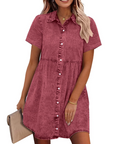 Vestito Camicia Donna in Denim Emma – Vestito Babydoll con Bottoni e Volant Sovrapposti