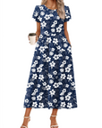 Abito Maxi Bohemien Olivia da Donna – Abito Lungo Floreale con Taglio A e Tasche