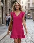 Chloé Abito Donna – Abito Midi Scollo a V Maniche Corte Volant Taglio A-Line Estate