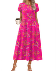 Abito Maxi Bohemien Olivia da Donna – Abito Lungo Floreale con Taglio A e Tasche
