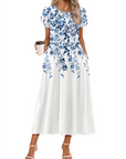 Abito Maxi Bohemien Olivia da Donna – Abito Lungo Floreale con Taglio A e Tasche