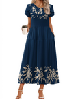 Abito Maxi Bohemien Olivia da Donna – Abito Lungo Floreale con Taglio A e Tasche