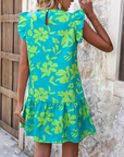 Vestito Mini Estivo Donna Nami – Floreale con Maniche a Volant e Collo Tondo