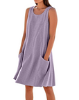 Vestito Estivo da Donna Ellai – Cotone Senza Maniche Lunghezza al Ginocchio con Tasche