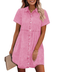 Vestito Camicia Donna in Denim Emma – Vestito Babydoll con Bottoni e Volant Sovrapposti