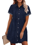 Vestito Camicia Donna in Denim Emma – Vestito Babydoll con Bottoni e Volant Sovrapposti