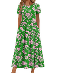 Abito Maxi Bohemien Olivia da Donna – Abito Lungo Floreale con Taglio A e Tasche
