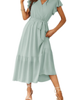 Anita Abito Maxi Donna – Abito Bohemien Floreale Scollo a V Volant Cintura Estate