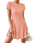 Vestito Mini Estivo Donna Nora Robe – Scollo Tondo, Taglio A-Line, Maniche Corte