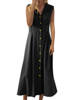 Vestito Estivo da Donna Avery – Lino Cotone Senza Maniche con Bottoni Stile Bohemien