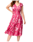 Vestito Midi Estivo da Donna Bell – Vintage Floreale, Scollo a V, Taglio A-Line