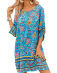 Tunica Donna Estiva Mara – Floreale Bohemien Maniche 3/4 e Fiocco