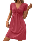Quinn Mini Vestaglia Donna Estate – Scollo a V Maniche Corte Vita Alta