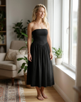 Vestito Midi Lina Donna – Vestito Bustier Senza Maniche Vita Bassa A-Line Estivo Chic
