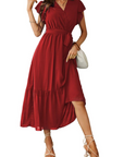 Anita Abito Maxi Donna – Abito Bohemien Floreale Scollo a V Volant Cintura Estate