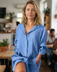 Giada Abito Donna – Abito Camicia Maxi Taglio Fluido Collo Classico Casual Estate