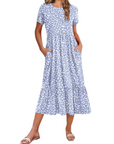 Vestito Midi Emily da Donna con Volant – Abito Estivo Svasato a Vita Alta con Tasche