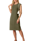 Wensy Abito Donna – Girocollo Senza Maniche, Taglio Midi con Spacco e Tasche Elegante