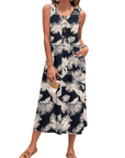 Julia Vestito Donna – Vestito Maxi A-Line Senza Maniche Con Bottoni E Tasche Estate Casual