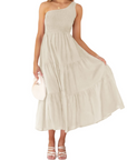 Abito Maxi Bohème da Donna ZsaZsa – Abito Monospalla con Volant, Taglio A-Line ed Elegante per l’Estate