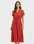 Chloé Abito Midi Donna – Stampa Pois, Bottoni, Vita Regolabile & Stile Elegante